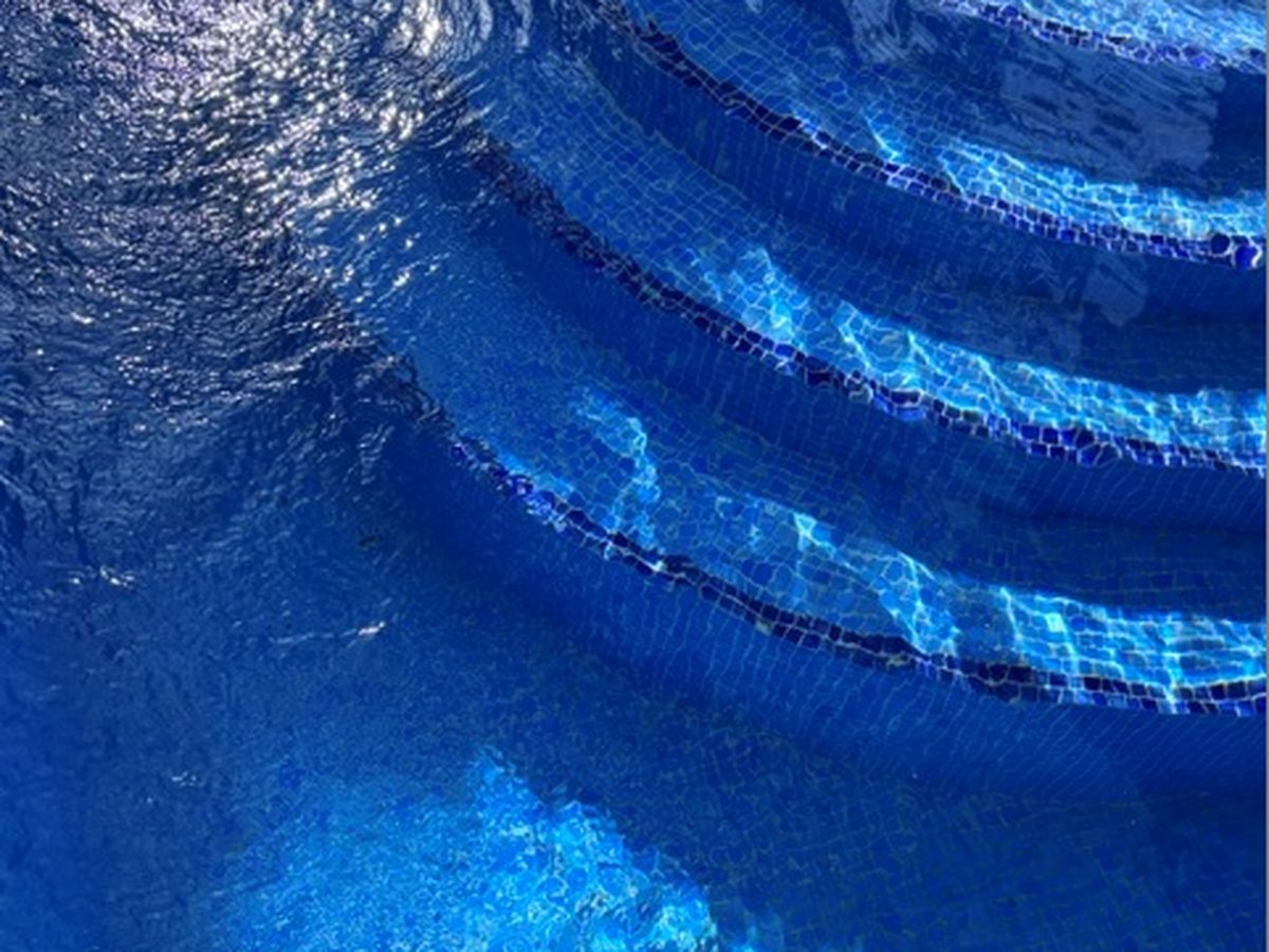 Pool steps close up