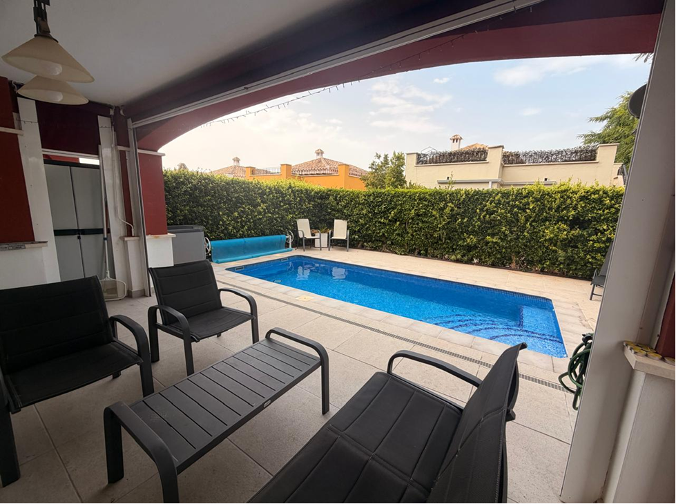 Covered terrace looking out to the pool